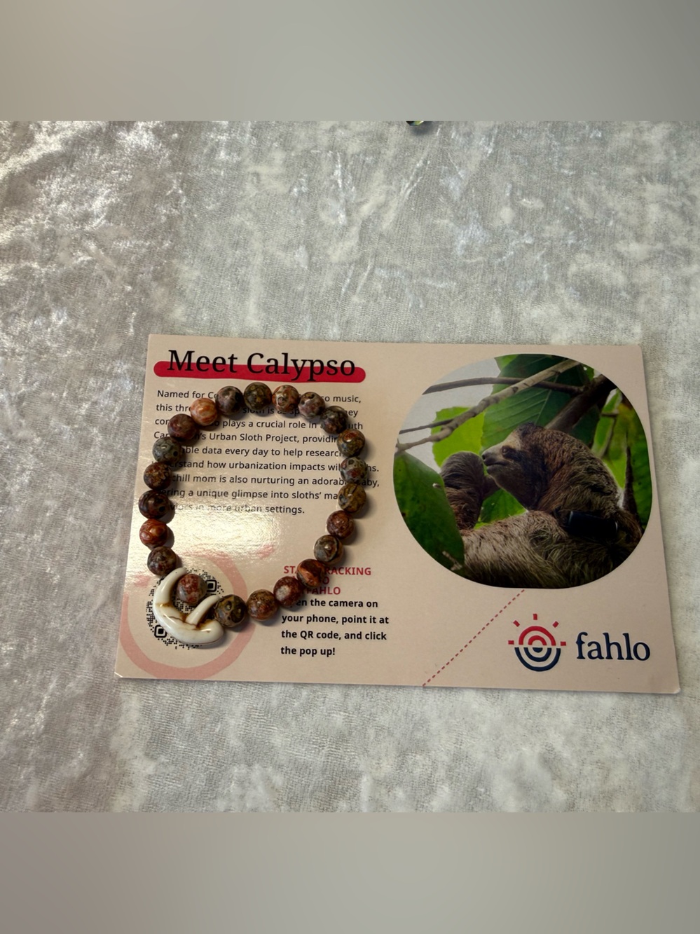 Fahlo Calypso Sloth Brown Bead Bracelet
